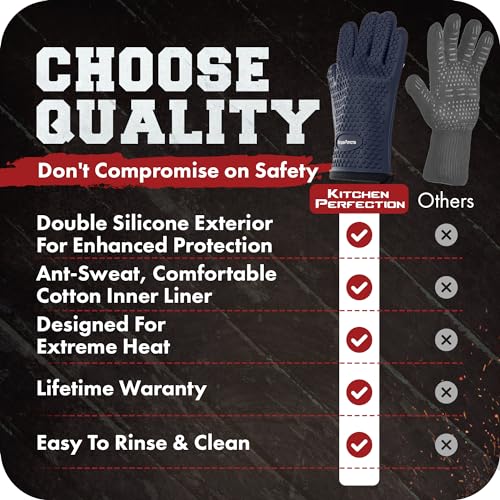 XL Silicone Smoker BBQ Gloves (Royal Blue / X-Large)