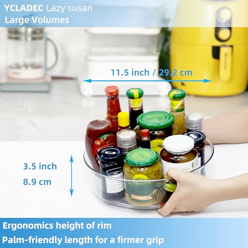 4 Pack Lazy Susan 11.5" Inch Turntable Organizer Organization Storage Container Bins Spice Rack Cabinet Rotating Condiment for Pantry Countertop Kitchen Vanity Bathroom Jewelry Holder Clear (11.5 inch)