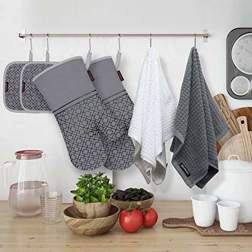 Oven Mitts and Pot Holders Sets 6pcs (Gray)