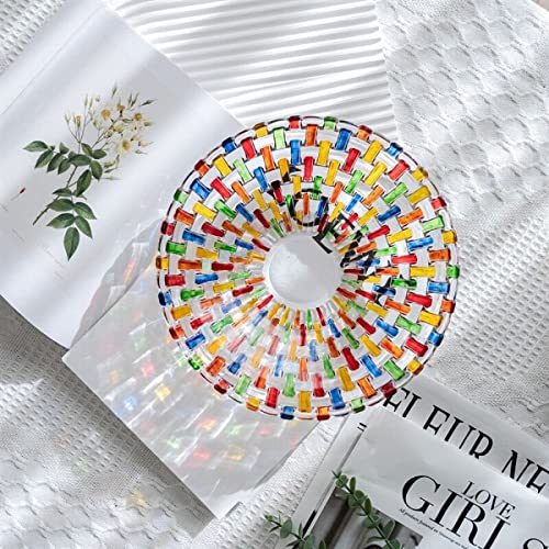 Hand Painted Colorful Woven Glass Crystal Salad & Fruit Bowl Decoration (Colorful)
