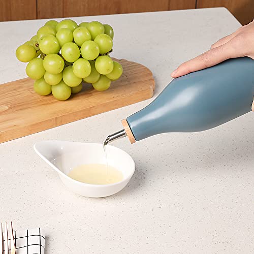 Sweejar Matte Ceramic Olive Oil Dispenser Bottle with Spout (Fog Blue / 17 Oz(Glazed))