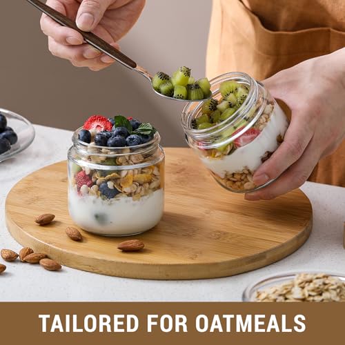 4 pack 8oz Glass jars with Airtight Lids (Natural-4-8oz)