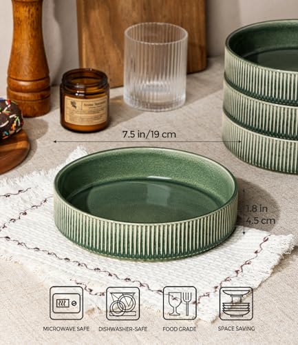 7.5 Inch Pasta Bowls Set of 6 (Set of 6 / Dark Green)