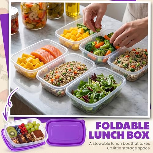 18 Pcs 33 oz Plastic Food Storage Containers with Lids (Purple)
