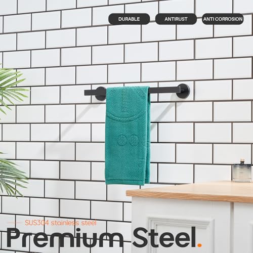 16 Inch Bathroom Towel Bar Bath Towel Rack Kitchen Towel Holder Towel Hanger Wall Mounted SUS304 Stainless Steel Matte Black AN4001MB (Matte Black / 16-Inch)