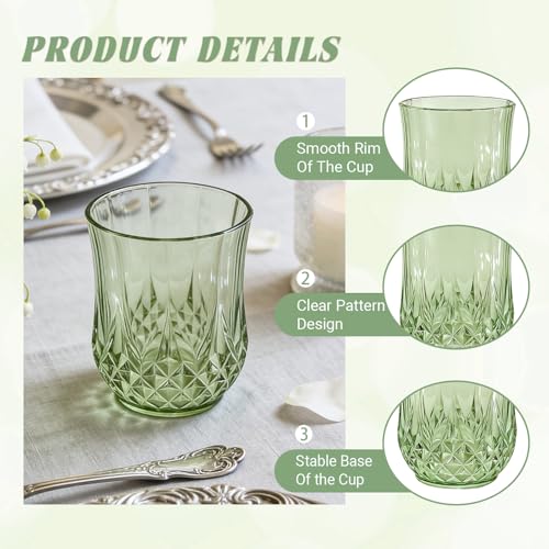 24 Pack Plastic Stemless Wine Glasses (12oz-sage green)