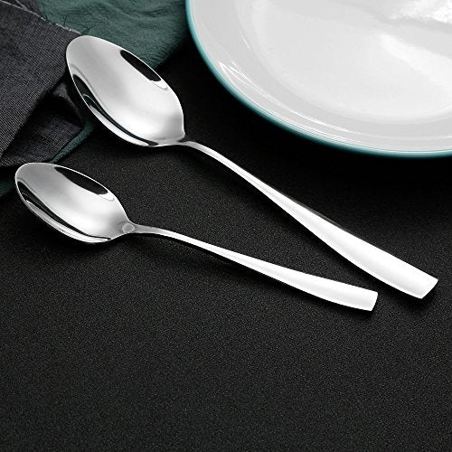 24 Piece Large Stainless Steel Dinner Spoons (8"LX1.69"WX0.2"H)