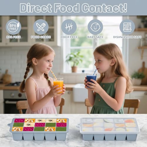 Silicone Ice Cube Tray 2 Pack (Blue / Ice Cube Tray 2 Pack)