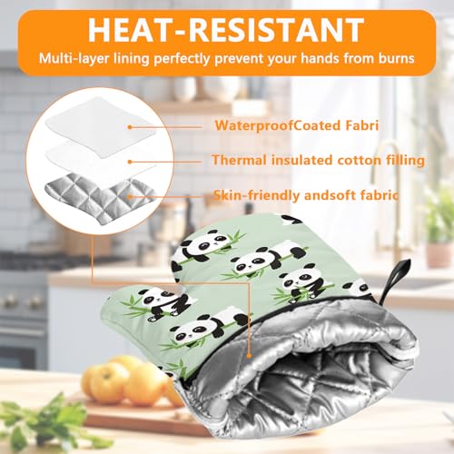 Cute Panda Oven Mitts and Pot Holders Sets 4Pcs (Cute Panda)