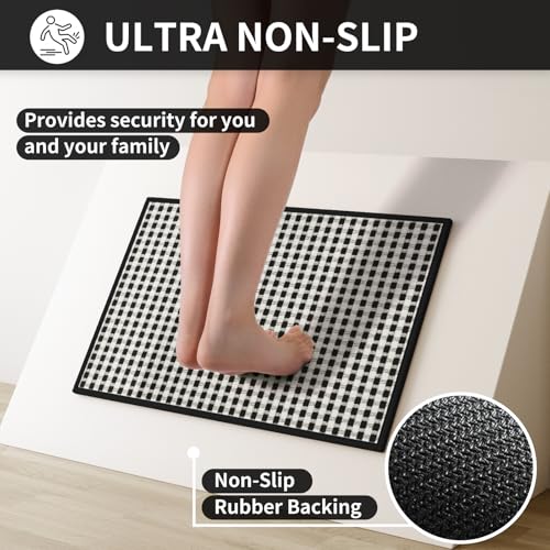 Long Kitchen Runner Rugs Kitchen Mat Non Slip Washable Black 36"x71" (17.5 Sq Ft)