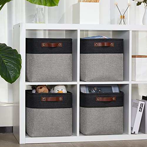 11x11 Cube Storage Bins for Cube organizer (Black&Grey / S-11"x11"x11")