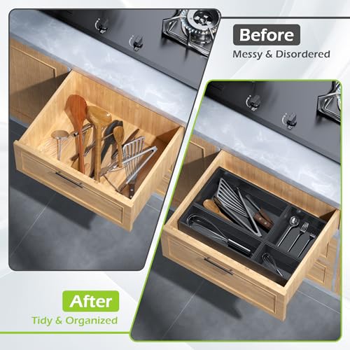 Bamboo Drawer Organizer (8 PCS / Black)
