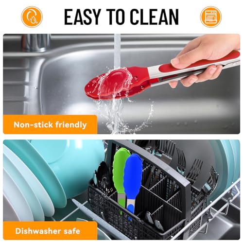 Silicone Kitchen Tongs for Cooking (Red,Blue,Green)