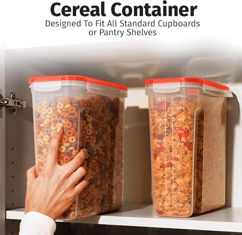 2 Pack (6.3L / 213OZ) EXTRA Large Airtight Food Storage Cereal Containers for Bulk Food Storage BPA-Free Plastic Container, Pantry Organization and Canister for Rice, Pasta, Sugar & Flour (Red)