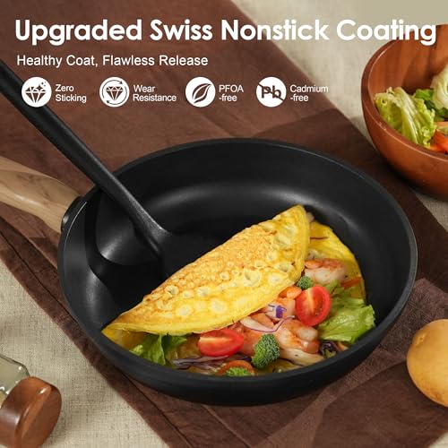 Nonstick Pots and Pans Set 17pcs Matte Black (Black / 17pcs)