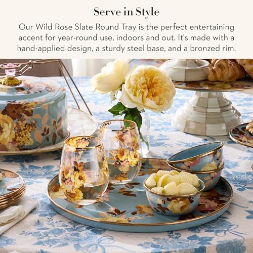 Enamel Round Tray (Slate Wild Rose)