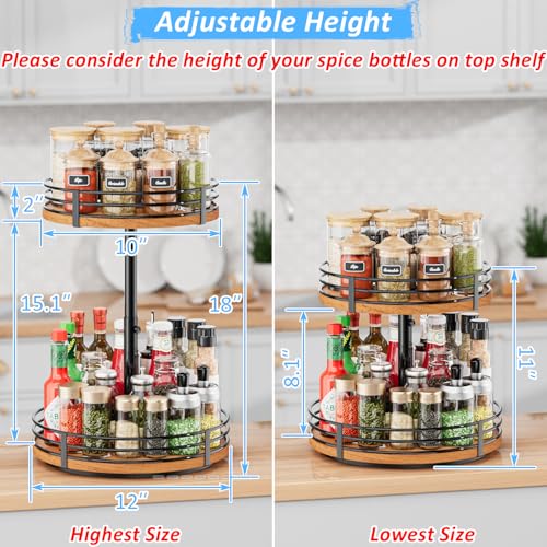 Lazy Susan Turntable Organizer Adjustable (12 inch 2 Tier)