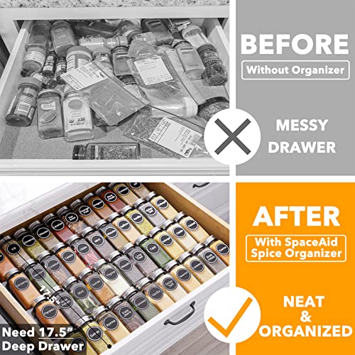 Spice Drawer Organizer with 44 Spice Jars (44 Jars, 20.25" Wide)