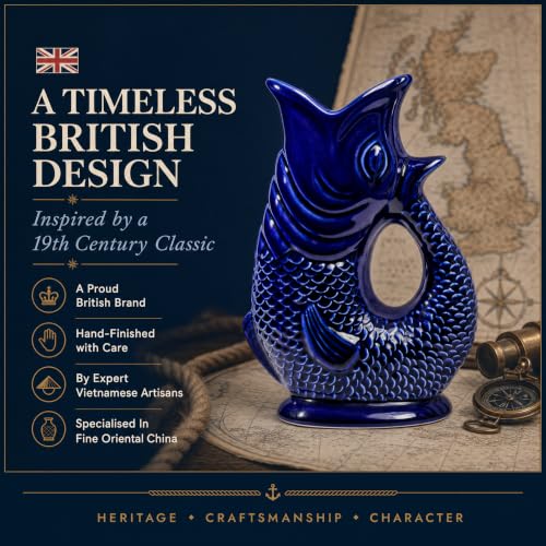 Fish Jug 50 fl oz Ceramic Pitcher (Duck Egg)