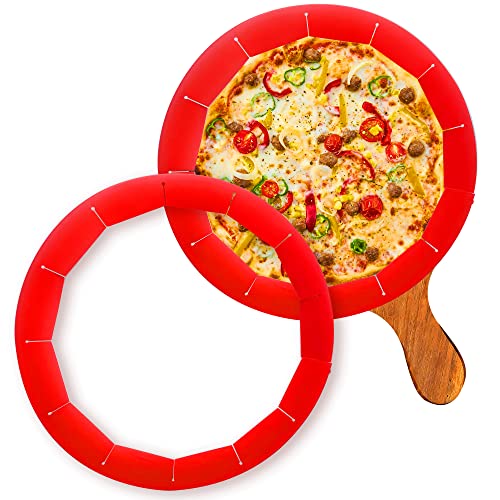 2 Pack Adjustable Silicone Pie Crust Shield & Protector for Baking Pies (Red)