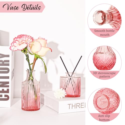 Set of 36 Glass Bud Vases Small Flower Vases for Centerpieces (Pink)