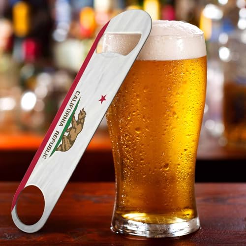 State of California Flag Stainless Steel Bottle Opener Bear National Star Insignia Landmark Flat Beer Bottle Opener Keychain for Home Kitchen Bar Restaurant Party Birthday Gift (State of California Flag)