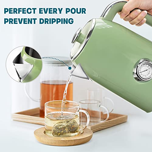 57oz Electric Kettle with Thermometer (Retro Green)