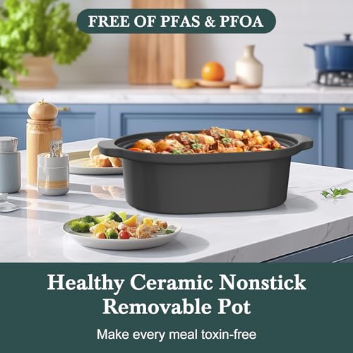 6 Quart Programmable Slow Cooker Removable Healthy Nonstick Pot (Brown)