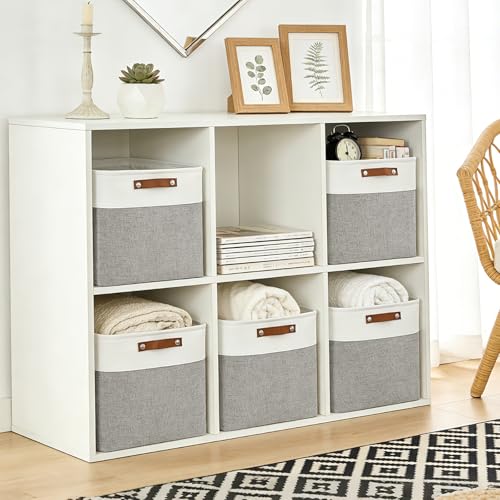13x13 Cube Storage Bins (Gray / Off-White / Cube - 13"x13"x13")