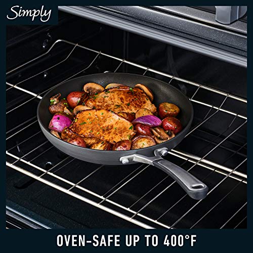 10-Piece Non-Stick Kitchen Cookware Set Black Pots & Pans with Stay-Cool Stainless Steel Handles Hard-Anodized Aluminum for Even Heating (10-Piece Set)
