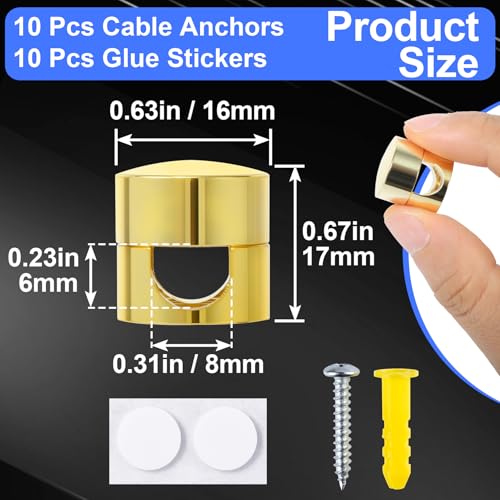 10 Sets Charger Holders for Cords (10 Sets / Gold)