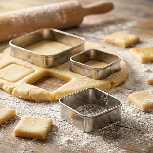 Rounded Square Cookie Cutter Stainless Steel Plaque Cookie Cutters Geometric Frame Cookie Cutters Shapes Molds for Baking 1 Inch Depth (Rounded Square)