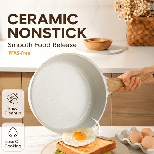 Nonstick Ceramic Cookware Set (White)