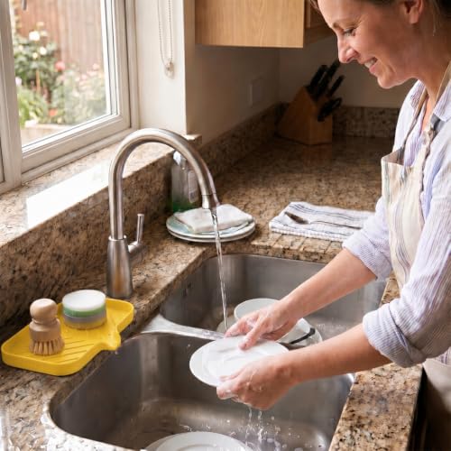 Silicone Soap Dish with Drain Spout (Yellow / M(9.6"×5.3"))