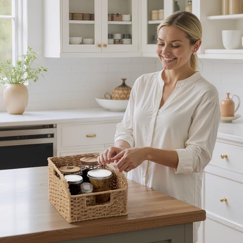 Wicker Baskets for Organizing (Light Brown(Paper Rope) / 2x 8½"L x 10"W x 7½"H)
