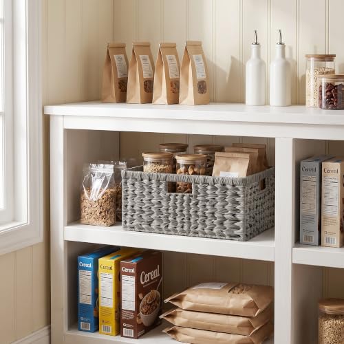 Wicker Baskets for Organizing (Gray / 16½"L x 13"W x 7½"H)