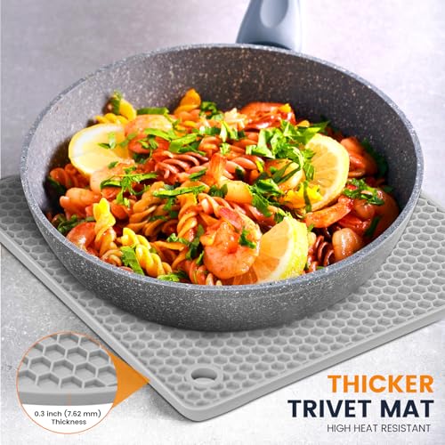 Silicone Trivet Mats 4 Heat Resistant Pot Holders Multipurpose Non (Light Grey)