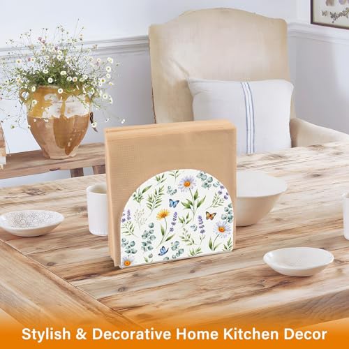 Wildflowers Butterflies Botanical Napkin Holder for Table Paper Napkins Holder Acrylic Tissue Dispenser Kitchen Dining Room Bathroom Party Car Decor