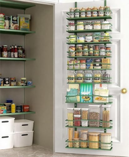 Sage Green 9 Tier Over The Door Pantry Organizer (9-Tier Standard / Sage Green)