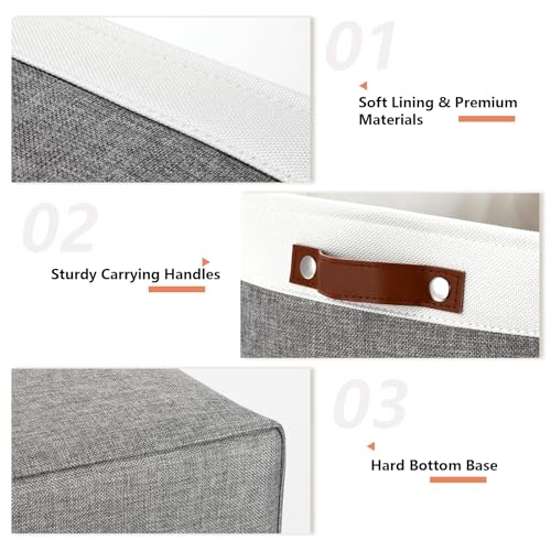 Large Storage Baskets (White&Grey / XL-16"x 12"x12")