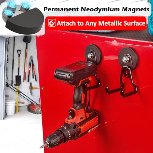 Upgraded Strong Magnetic Hooks Heavy Duty (Updated 2.6in Magnet M Black Hooks 4PCS)