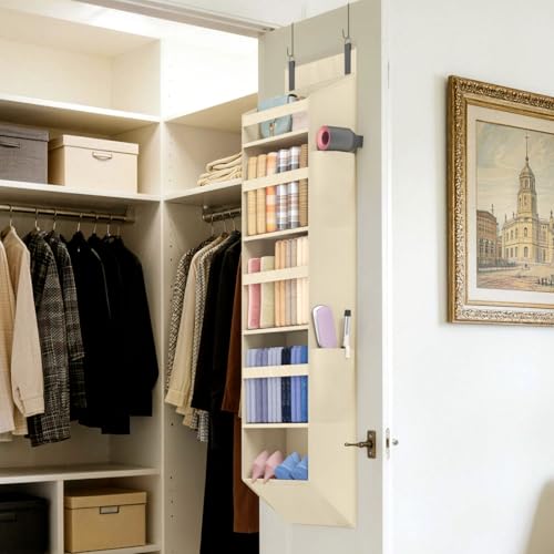 1 Pack Over the Door Organizer (Beige / 5 section)
