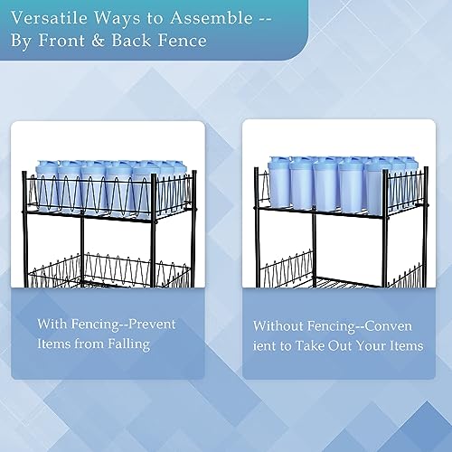 Water Bottle Organizer 4 Tier FreeStanding Water Bottle Holder Storage Rack Floor Metal Drink Soda Can Organizer for Pantry Kitchen Food Storage