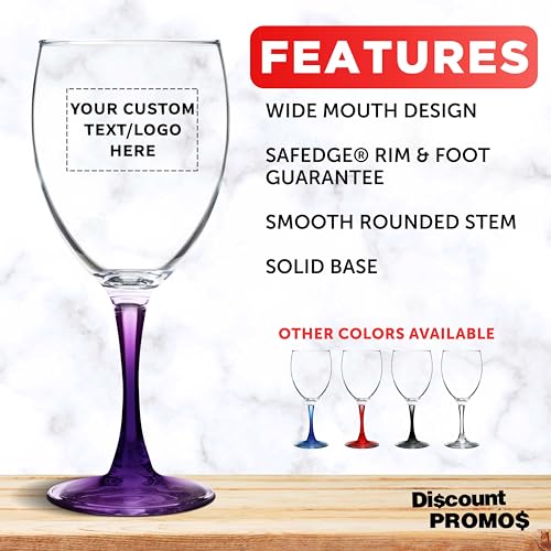 Custom Nuance Wine Glasses by ARC 10.5 oz. Set of 10 (- Custom - Purple / 10/50/100 count)