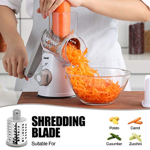 Rotary Cheese Grater Hand Crank (White / 3 Blades)