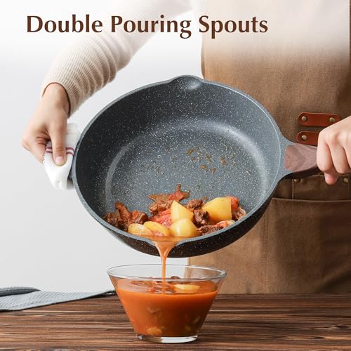 Nonstick Deep Frying Pan Skillet (Gray / 11-inch/4.5QT)