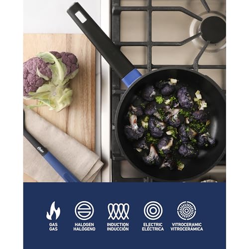 Platinum Amberton 10 Piece Cast Aluminum Pots and Pans PFA Free Ceramic Non Stick Cookware Set (Blue (Amberton) / 10-Piece Cookware Set)