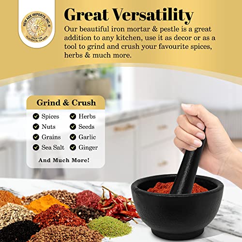 Cast Iron Cauldron Mortar and Pestle Set