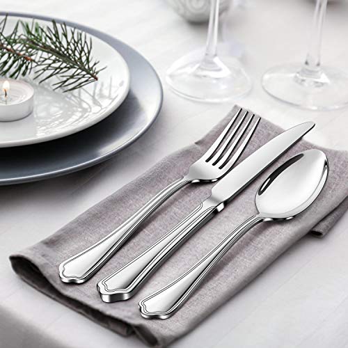 65 Piece Silverware Flatware Set for 10 (Scalloped Edge)