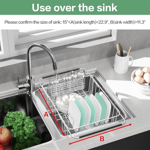 Large Dish Drainer Rack in Sink Adjustable